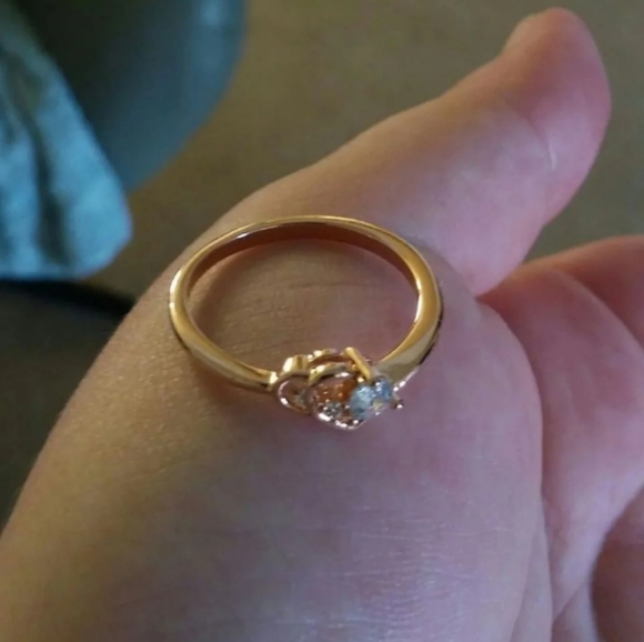 14k Rose Gold/Silver Heart Love Sapphire Ring sz10 - Picture 4 of 7